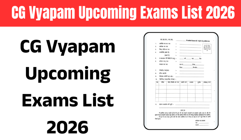 CG Vyapam Upcoming Exams List 2026