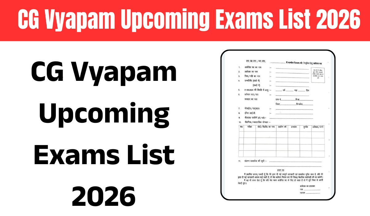 CG Vyapam Upcoming Exams List 2026